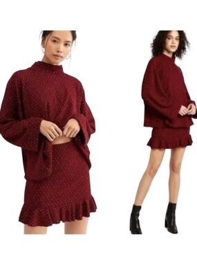 NWT Free People Set The Mood 2 Piece Sweater Skirt Set Size XS
